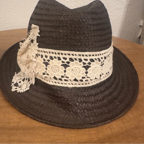 San Diego Hat Company Brown Fedora with Cream Lace - Picture 4 of 5